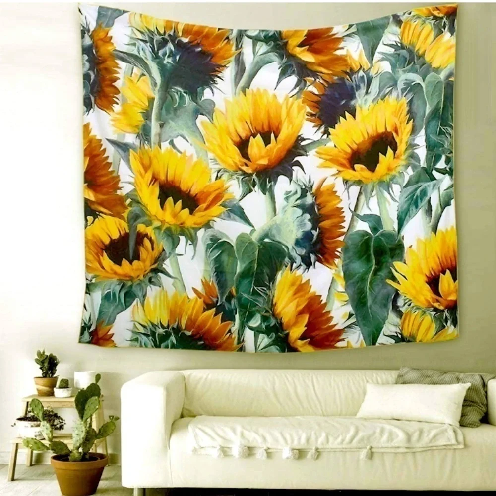 Bohemian Sunflower Floral Botanical Indie/Hippie Tapestry/Decor/Festival Mat